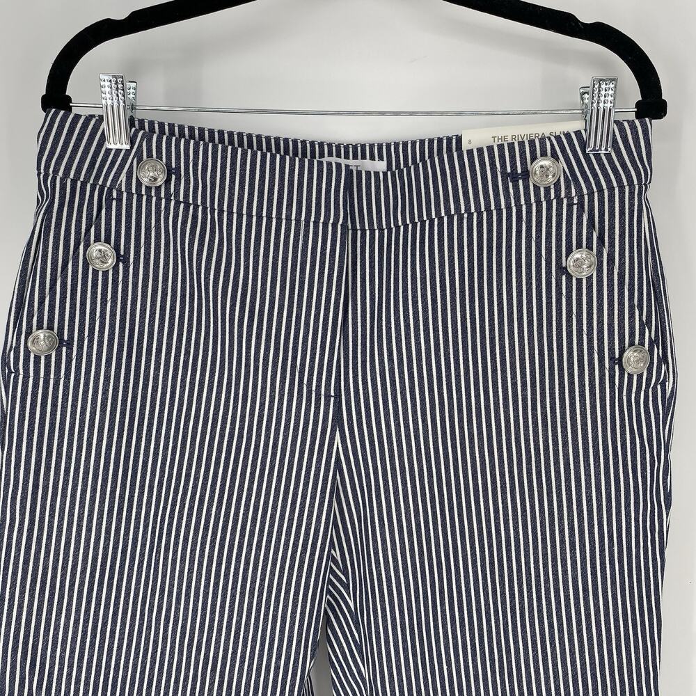 Loft The Riviera Slim Pin Striped Button Front Slacks Pants Women's Size 8 - Picture 10 of 10